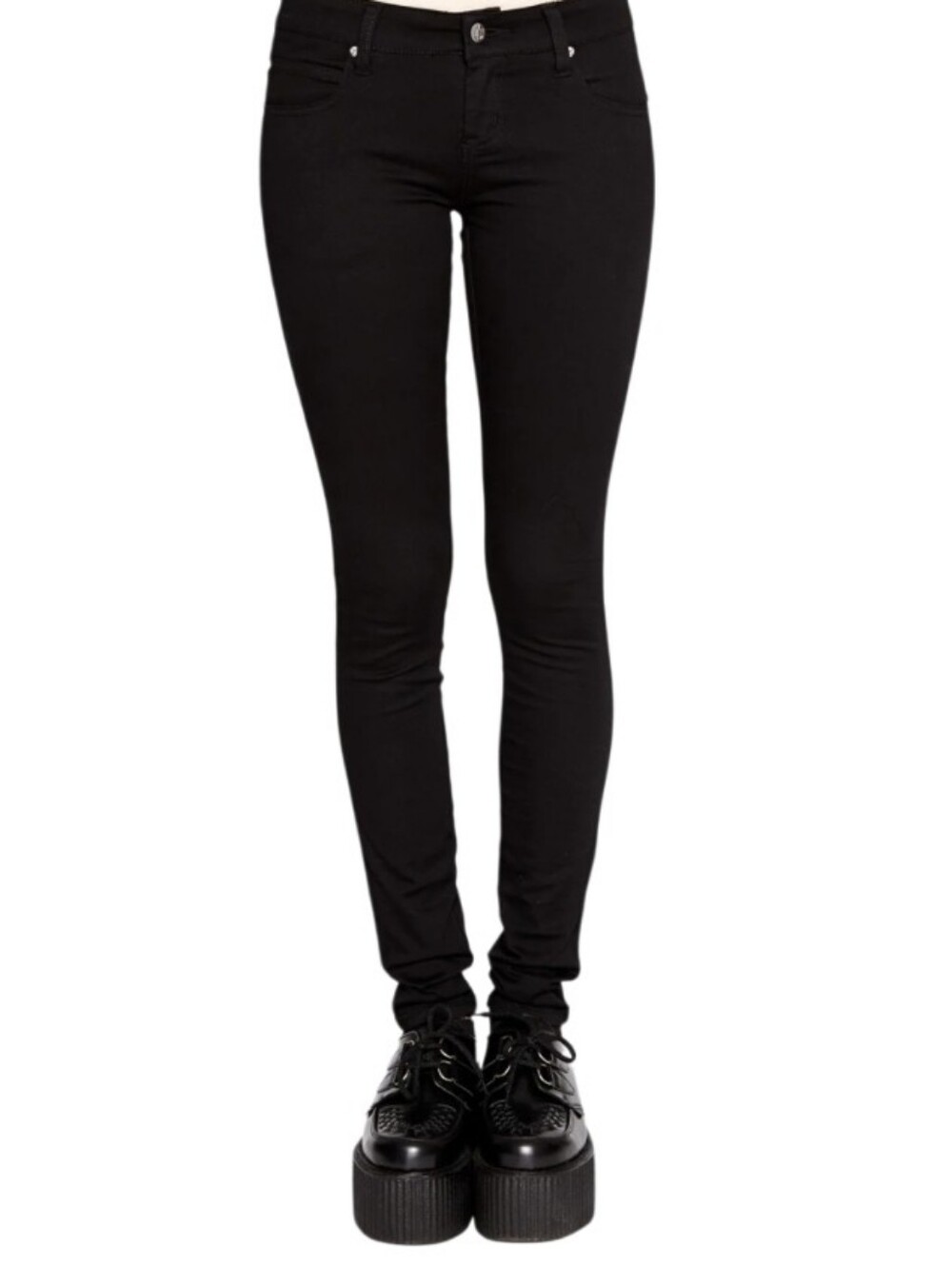 Vintage Y2K Tripp NYC By Daang Goodman Low Rise Black Velvet Skinny Jeans